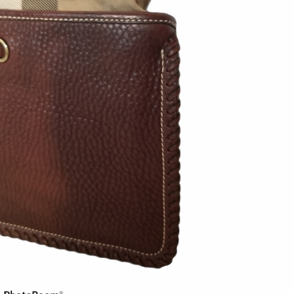 Burberry Checker And Brown Leather Clutch! - Picture 4 of 16
